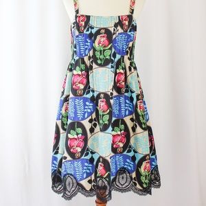 ANNA SUI silk rose convertible mini dress